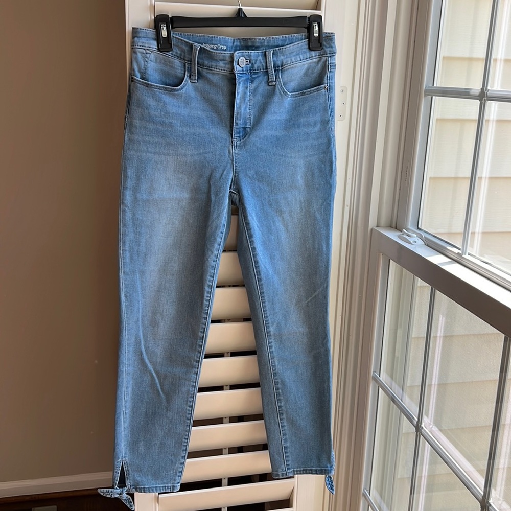 TALBOTS Unique Light High Rise Slim Jeans Ankle Ties 4